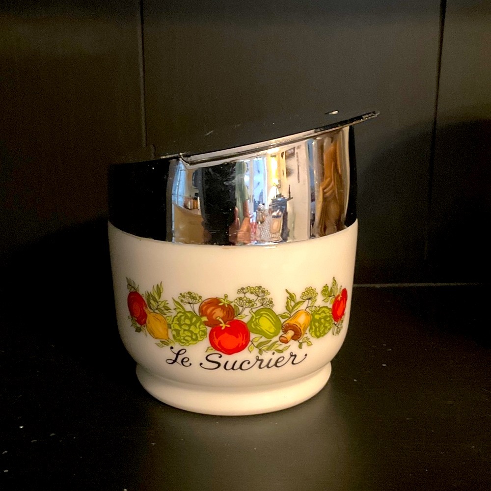 Le Sucrier White and Silver Sugar Bowl
